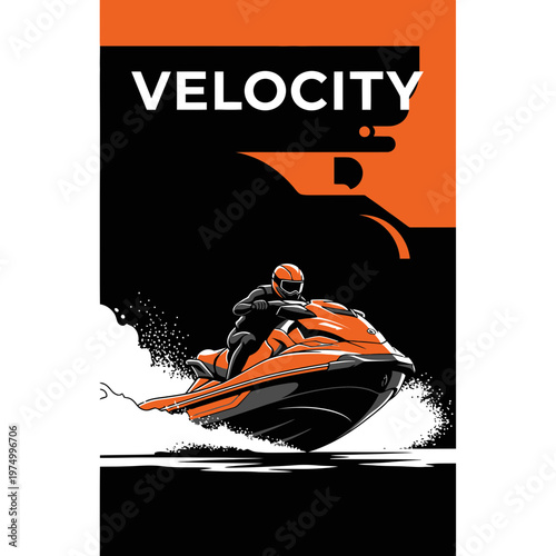 Dynamic Watercraft Velocity Illustration Extreme Sports Action