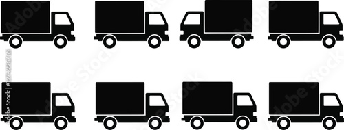 Truck icons set delivery cargo transport logistics shipping fleet vehicle collection