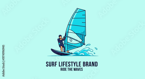 Dynamic Windsurfing Action Logo For Adventure Brands