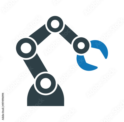 Vector of a robotic arm with articulated joints and a gripping mechanism