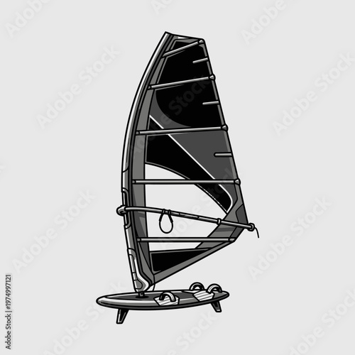 Dynamic Windsurfing Sail Illustration For Extreme Sports And Water Adventures