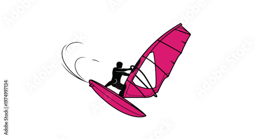 Dynamic Windsurfing Silhouette Action Shot Energetic Motion
