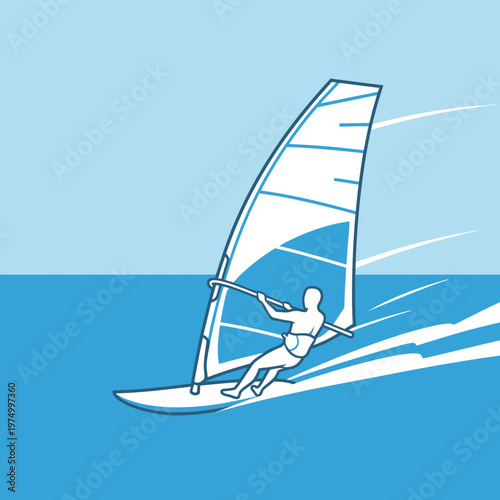 Dynamic Windsurfing Silhouette Capturing Aquatic Adventure Motion