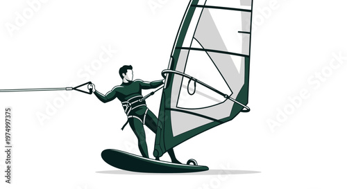 Dynamic Windsurfing Silhouette Capturing Aquatic Adventure And Thrill