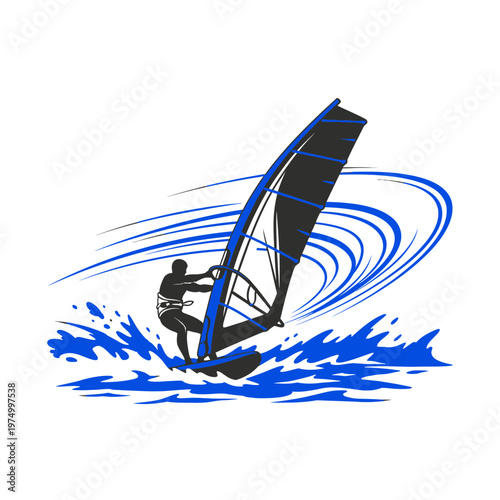 Dynamic Windsurfing Silhouette Capturing Water Sports Thrills