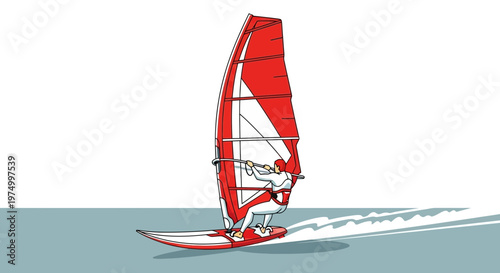 Dynamic Windsurfing Action Silhouette on Water Sport