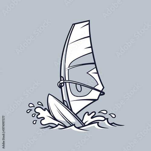 Dynamic Windsurfing Silhouette Illustration Sport and Adventure