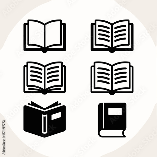 Open and Closed Book Line Icons Set – Reading Education Outline Symbols