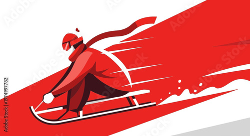 Dynamic Winter Sledding Action Graphic Illustration