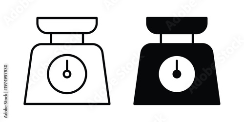 Kitchen scales icon on white background. linear pictogram. Flat symbols