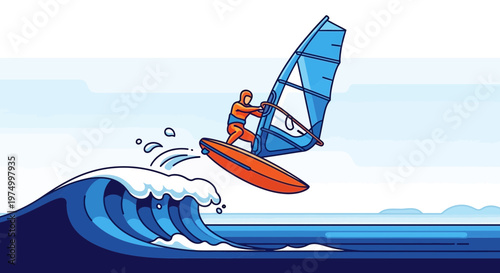 Dynamic Windsurfing Adventure on a Crashing Wave