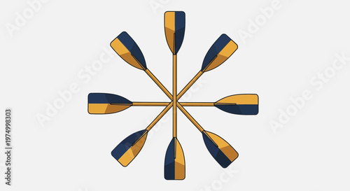Eight Oars Radiating Outward In A Starburst Pattern