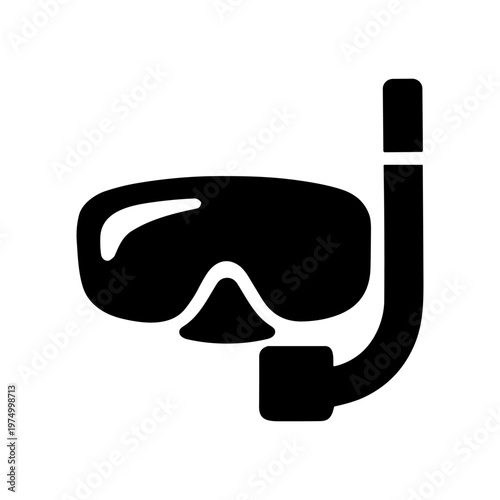 Snorkeling mask icon solid black icon vector illustration
