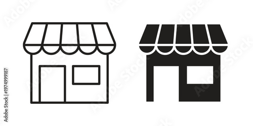 Local store icon on white background. linear pictogram. Flat symbols