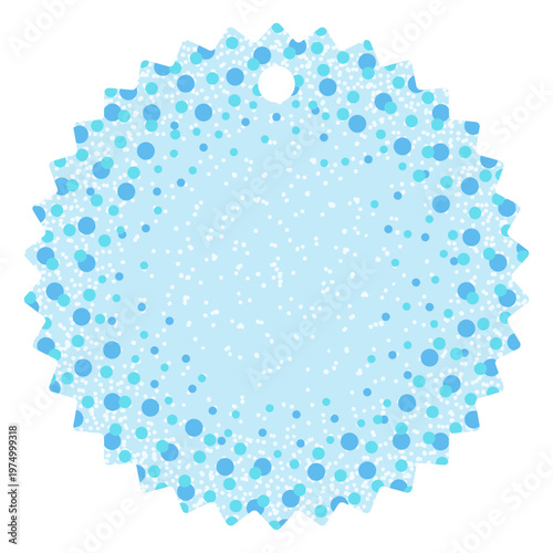 Image of a blue circle with a sprinkling of snowflakes
