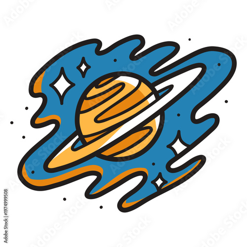 Saturn color stroke icon