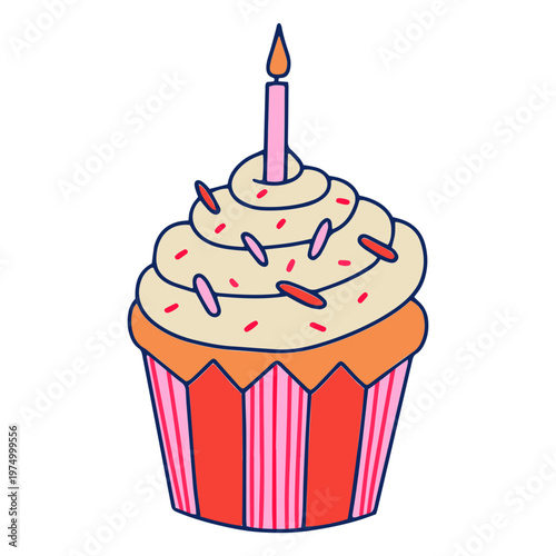 Cupcake with a pink candle on it