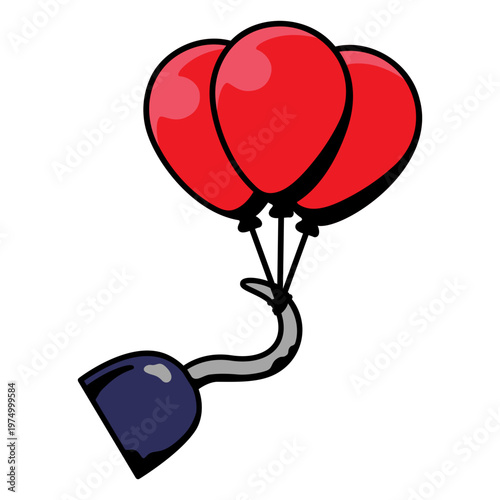 Red balloon with a hook attached to it