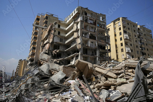 Photos Damaged Building After Reported Israeli Strikes in Beirut Southern Suburbs