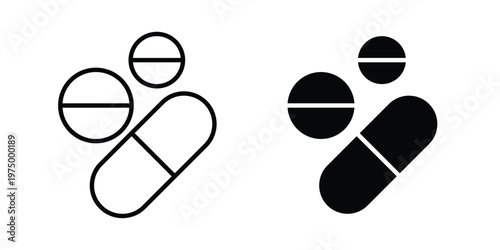 Medicine pills icon on white background. linear pictogram. Flat symbols