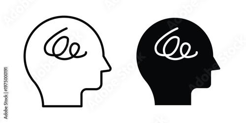 Mental disorder icon on white background. linear pictogram. Flat symbols