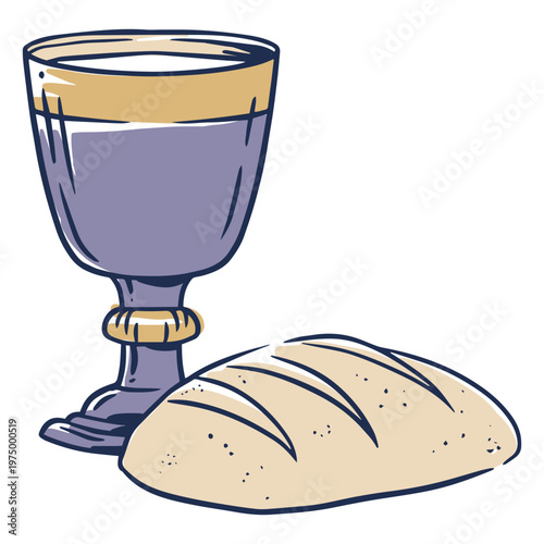 Glass of wine and a loaf of bread