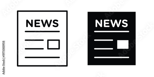 News icon on white background. linear pictogram. Flat symbols