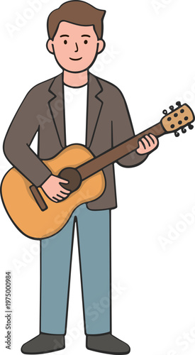 Male Singer Playing Guitar Illustration