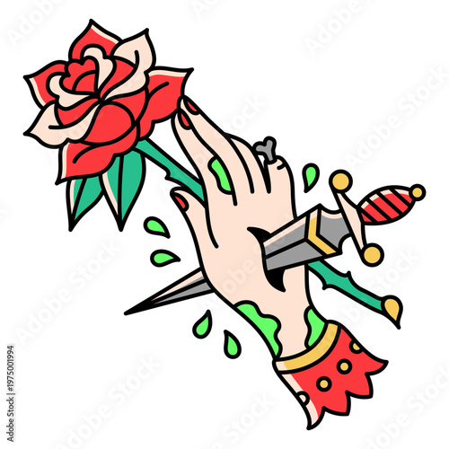 Dagger trespassing a hand