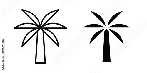 Palm tree icon on white background. linear pictogram. Flat symbols