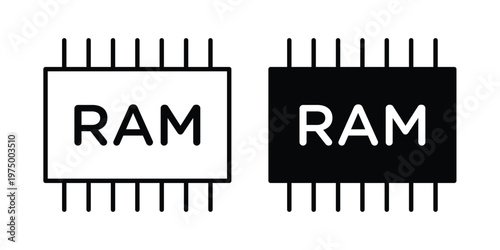 Ram memory icon on white background. linear pictogram. Flat symbols