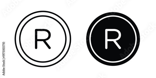 Registered trademark icon on white background. linear pictogram. Flat symbols