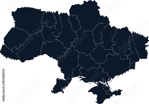 A simple black silhouette of the ukrainian country map isolated on a plain white background area. Vector