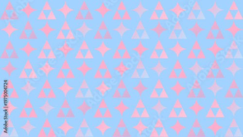 Pastel Pink and Blue Geometric Pattern with Stars and Triangles