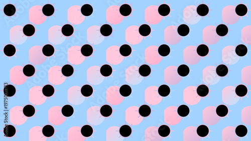 Abstract geometric pattern with black and pink circular elements
