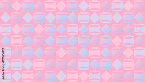 Abstract Pastel Pink and Blue Geometric Pattern with Cylinders