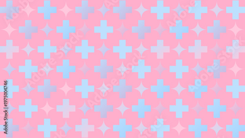 Abstract pastel pink and blue geometric cross and star pattern
