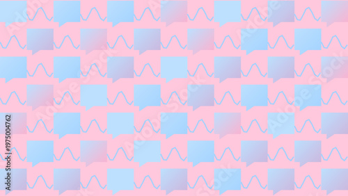 Pink and Blue Speech Bubble and Heartbeat Wave Abstract Pattern