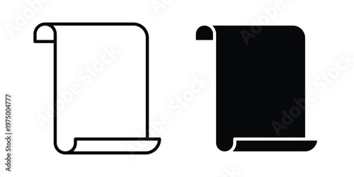 Scroll paper icon on white background. linear pictogram. Flat symbols