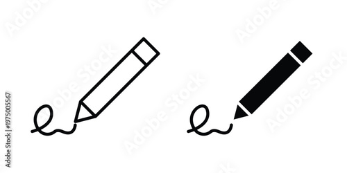 Signature icon on white background. linear pictogram. Flat symbols