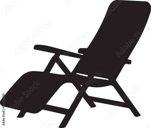 Lounge chair silhouette vector for beach relaxation furniture line art illustration seat