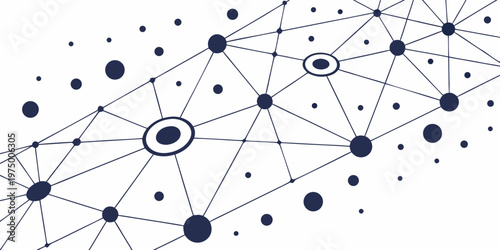 A network of interconnected nodes and lines on a, representing connections and relationships in a complex system