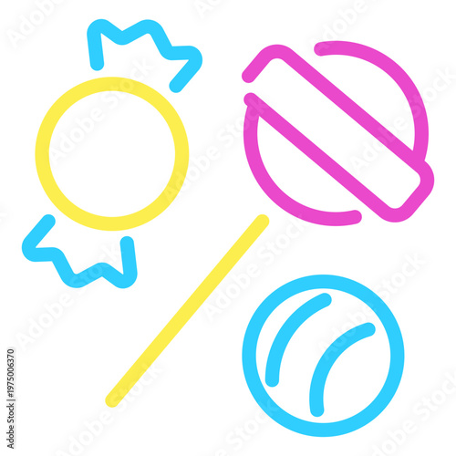 Sweet candies and lollipops