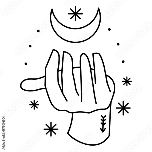 Hand receiving the moon