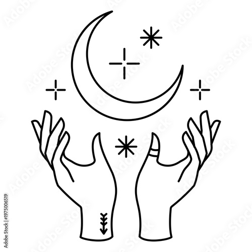 Hands celebrating the moon