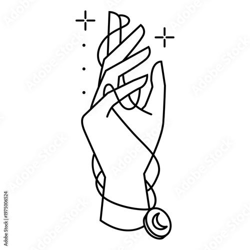 Hand holding a moon necklace