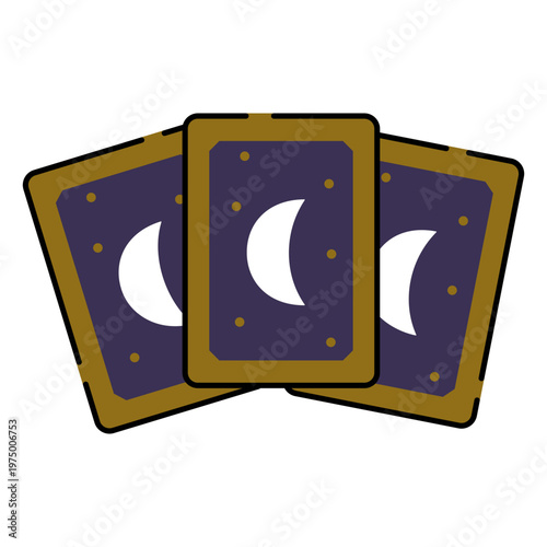 Tarot card with symbols of the Moon