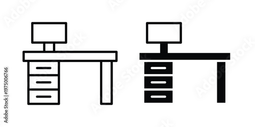 Study table icon on white background. linear pictogram. Flat symbols
