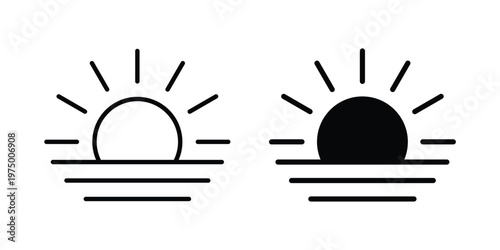 Sunrise icon on white background. linear pictogram. Flat symbols