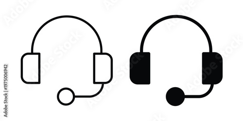 Support headset icon on white background. linear pictogram. Flat symbols